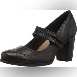 Womens Clarks Claeson Tilly Comfort Mary Jane Heels, black Leather
